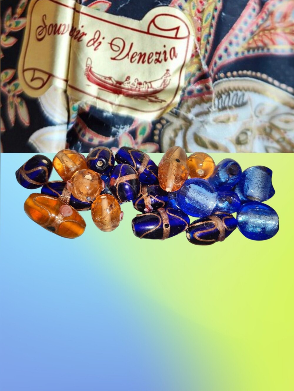 VTG Murano Venetian Art Glass Lampwork Bead Lot w/ Orig Souvenir di Venezia NOS
